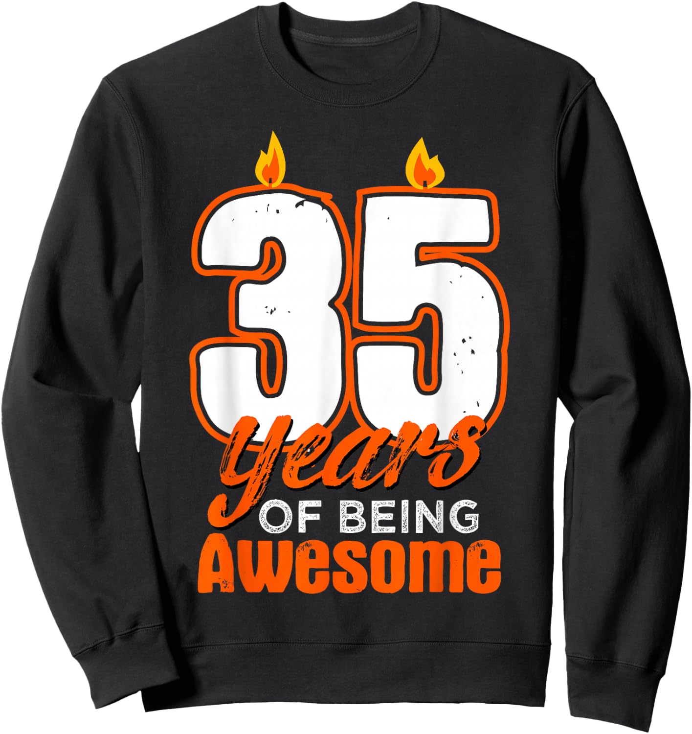 Candle 35 Birthday Party Wishes Cake Decoration Candlelight Sweatshirt - Sweatshirt | Black