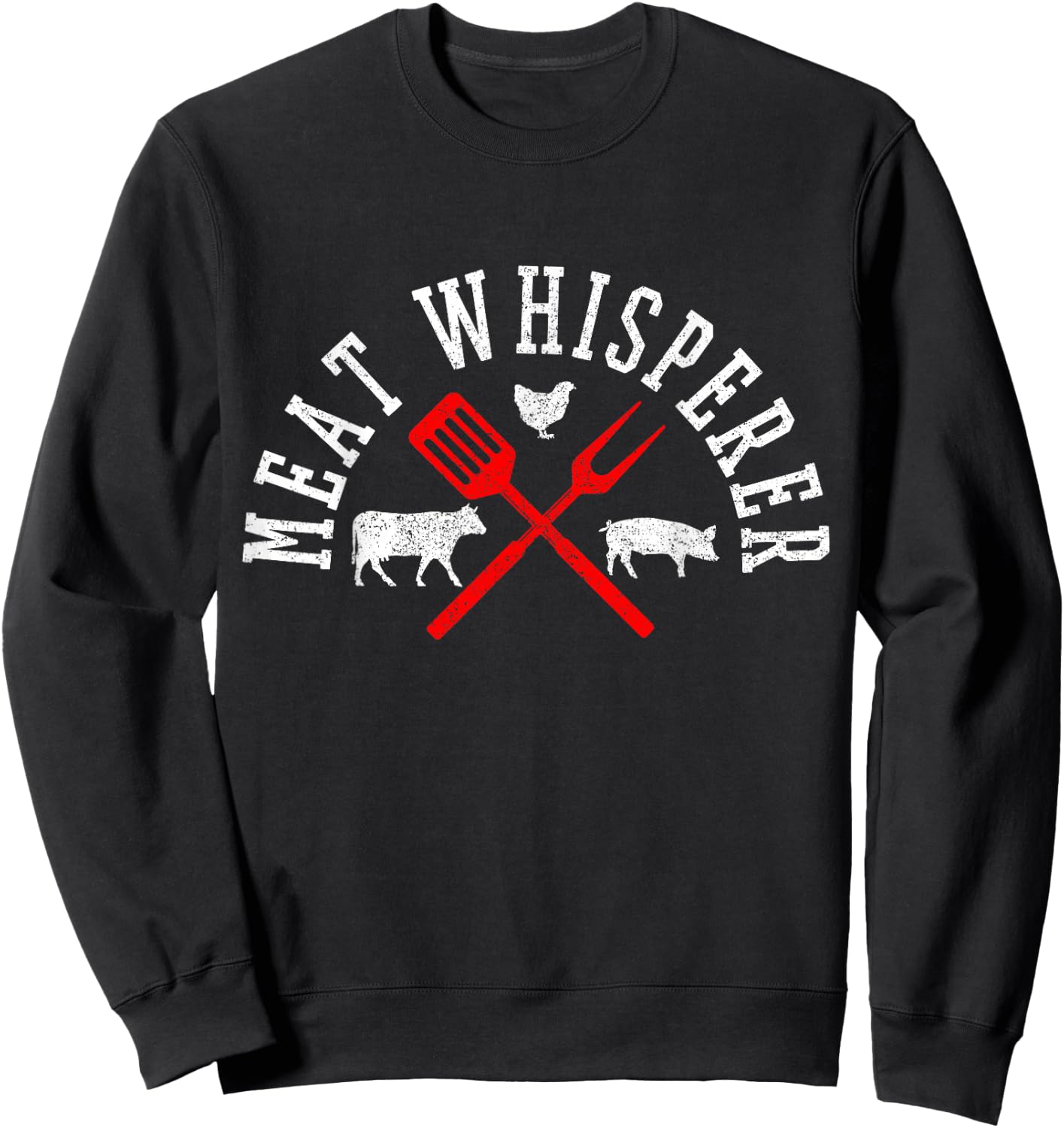 Funny BBQ Shirts Co. Meat Whisperer Black Modern Letter Print - Small Sweatshirt - Sweatshirt | Black