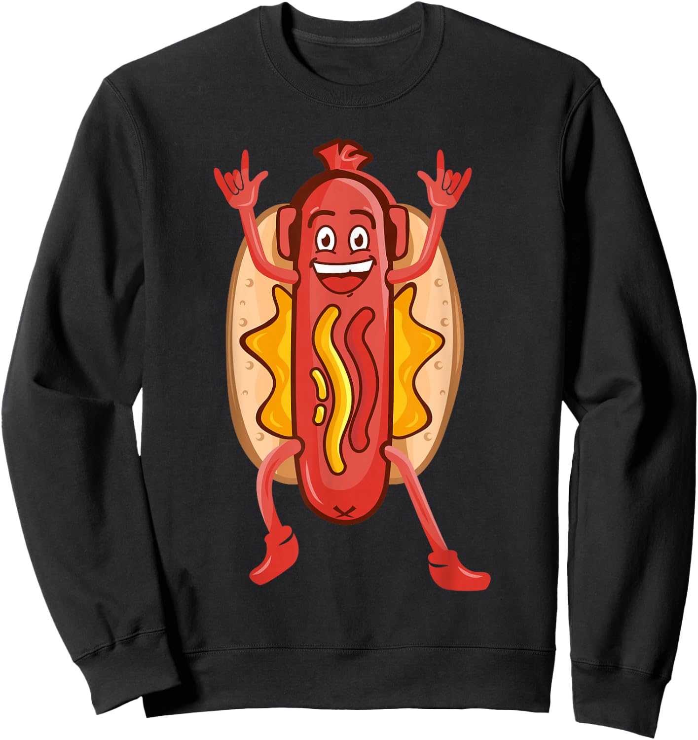 Funny Dancing Hot Dog Design For Kids Boys Girls Hotdog Gag Sweatshirt - Sweatshirt | Black