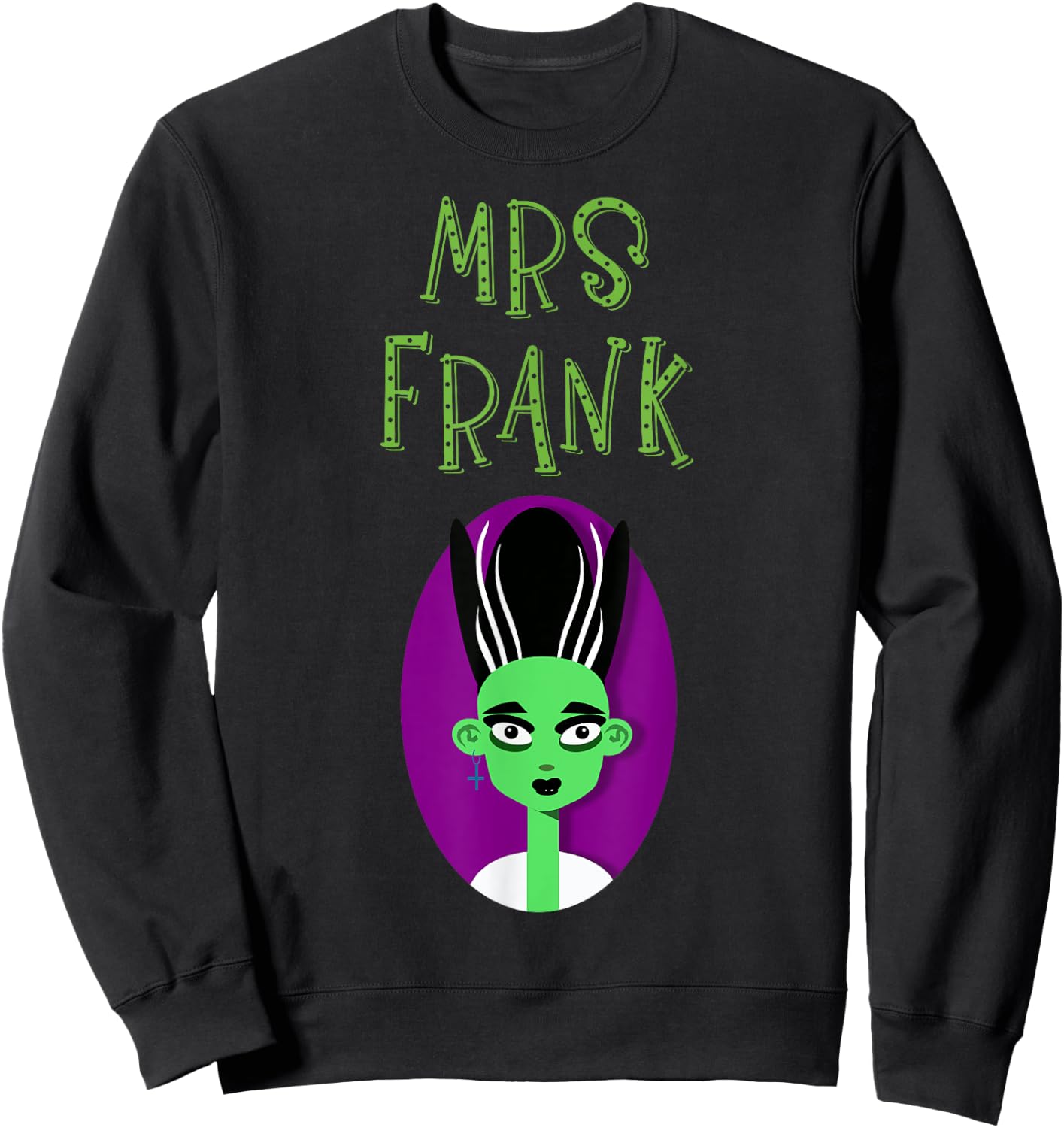 Halloween Bride of Frankenstein Matching Easy Couple Sweatshirt - Sweatshirt | Black