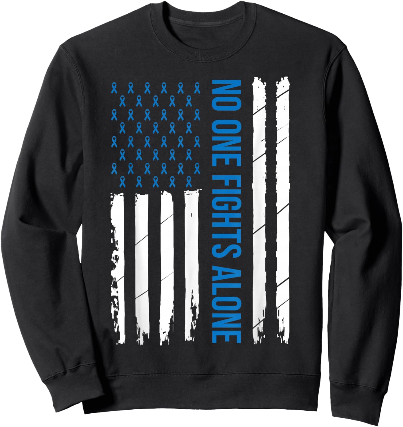 Colorectal Cancer Colon Cancer Blue Ribbon Sweatshirt - Sweatshirt | Black