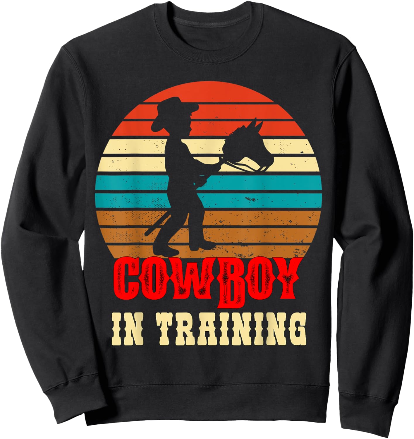 Kids Cowboy in Training Cute Future Rodeo Boy Wooden Horse Sweatshirt - Sweatshirt | Black