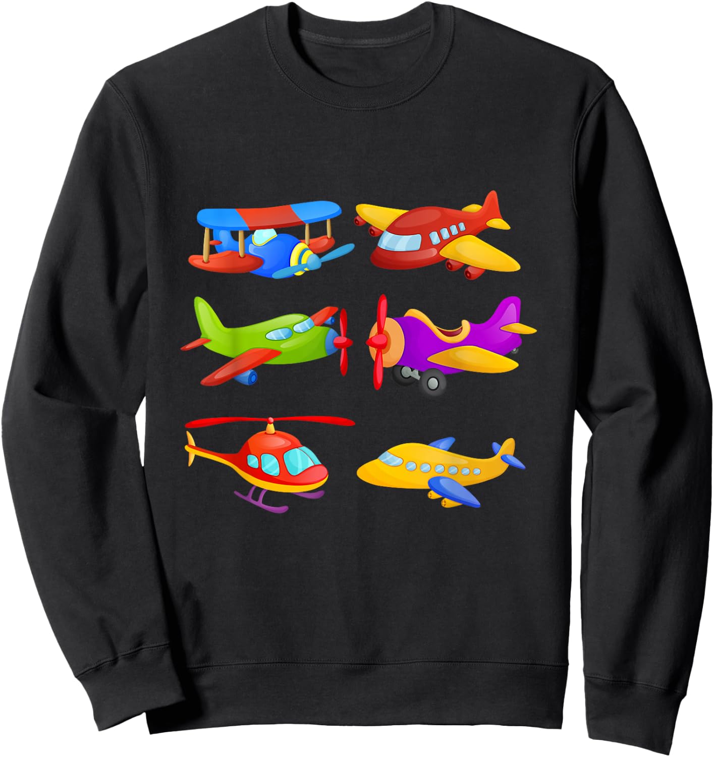 Boys' Airplanes & Helicopter Short Sleeved for Toddlers Sweatshirt - Sweatshirt | Black