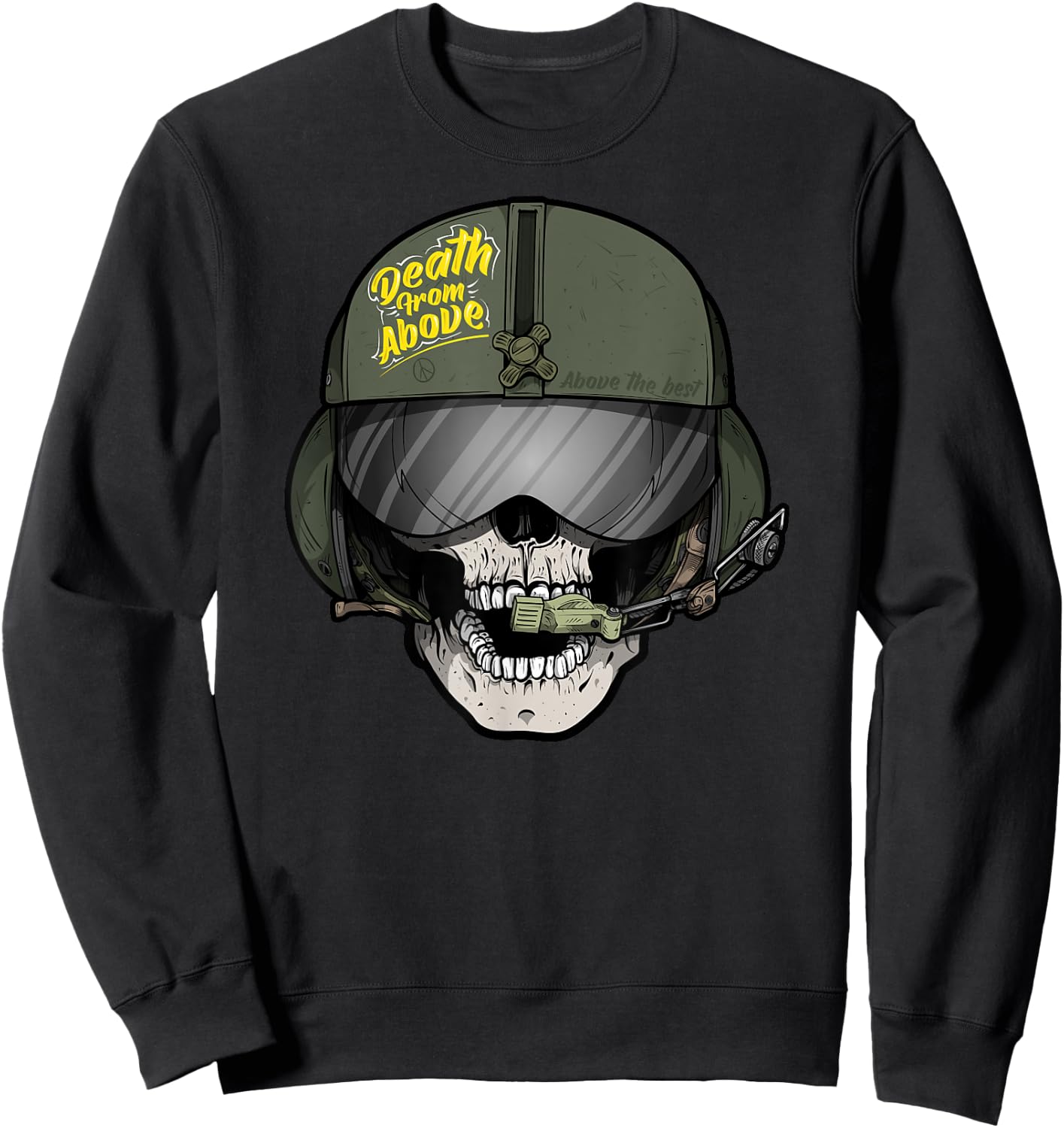 Grim Reaper Helicopter Pilot US ARMY Aviation Skull Sweatshirt - Sweatshirt | Black