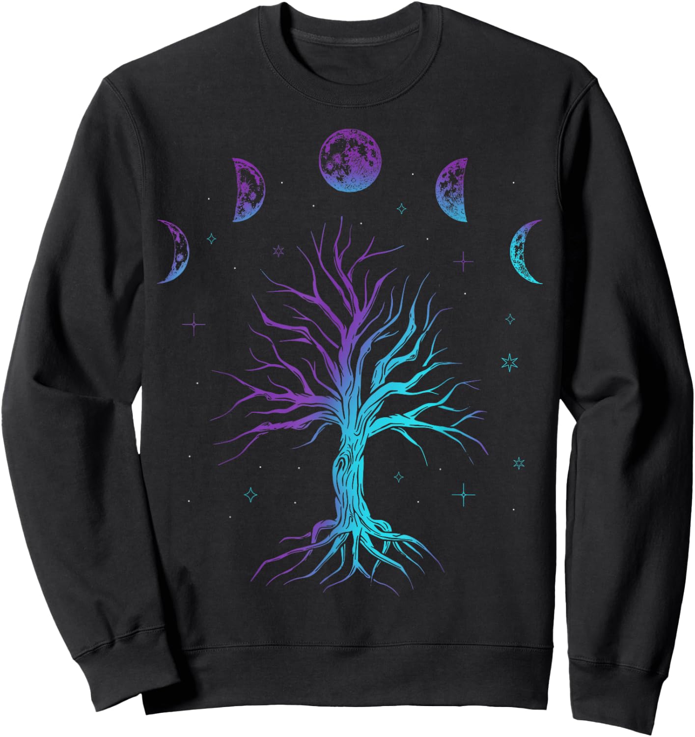 Moon Phases Tree of Life - Viking Pagan Wicca Sweatshirt - Sweatshirt | Black