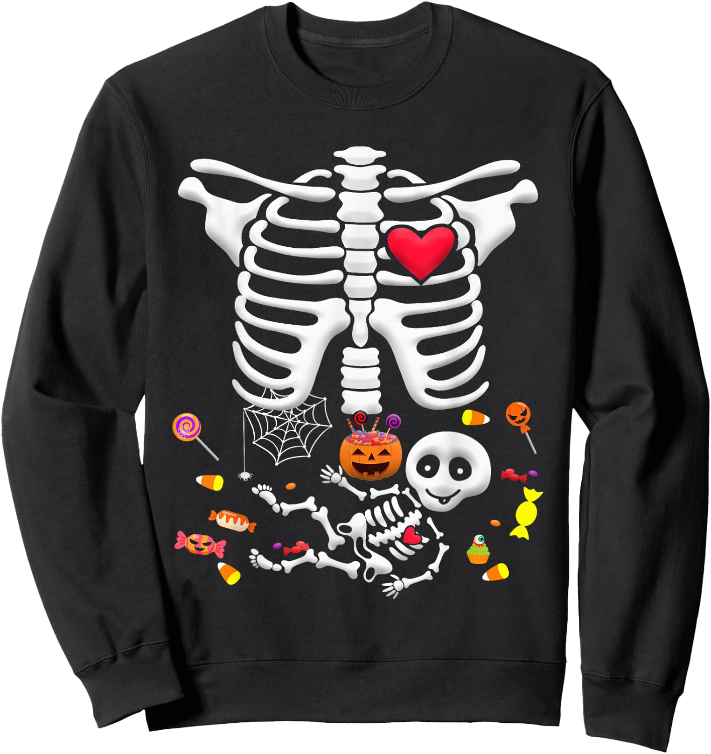 Baby Skeleton Candy Halloween Funny Pregnancy X Ray Sweatshirt - Sweatshirt | Black