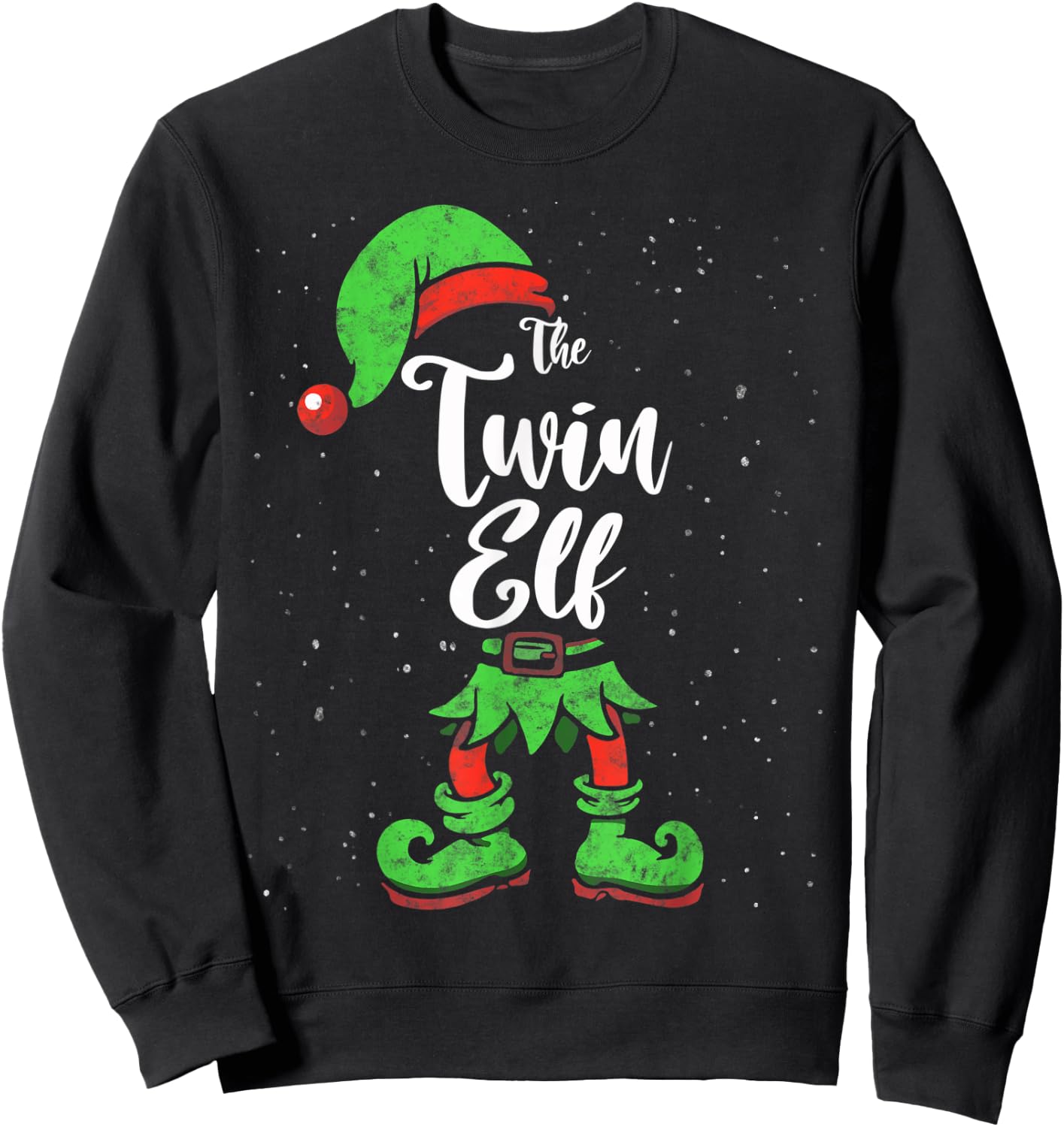 Twin Elf Matching Family Christmas Pajama Costume Sweatshirt - Sweatshirt | Black