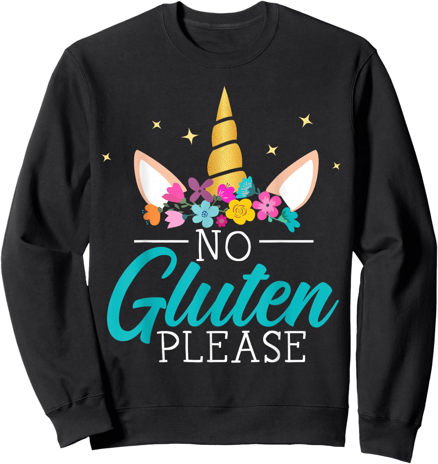 No Gluten Please Unicorn Celiac Disease Awareness Month Sweatshirt - Sweatshirt | Black
