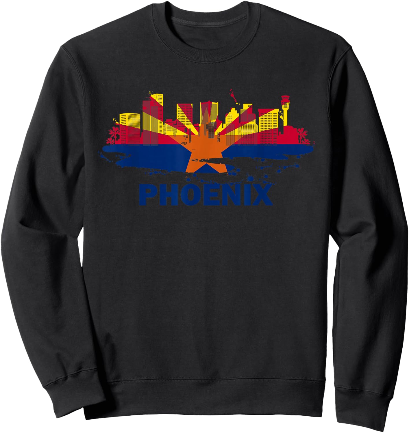Arizona State Flag - Phoenix Cityscape - Phoenix Skyline Sweatshirt - Sweatshirt | Black