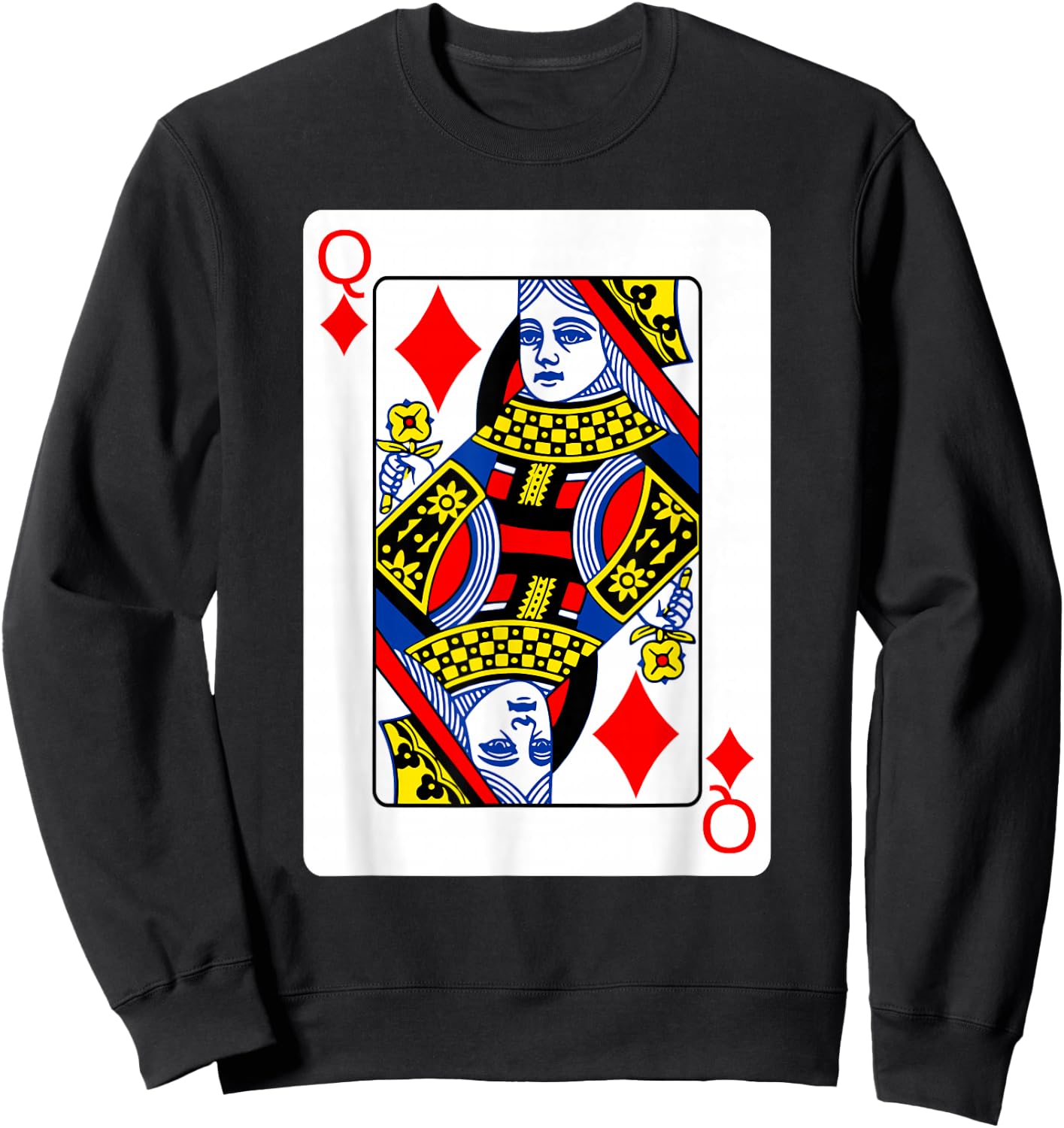 Queen Of Diamonds Playing Card Group Costume Poker Player Sweatshirt - Sweatshirt | Black
