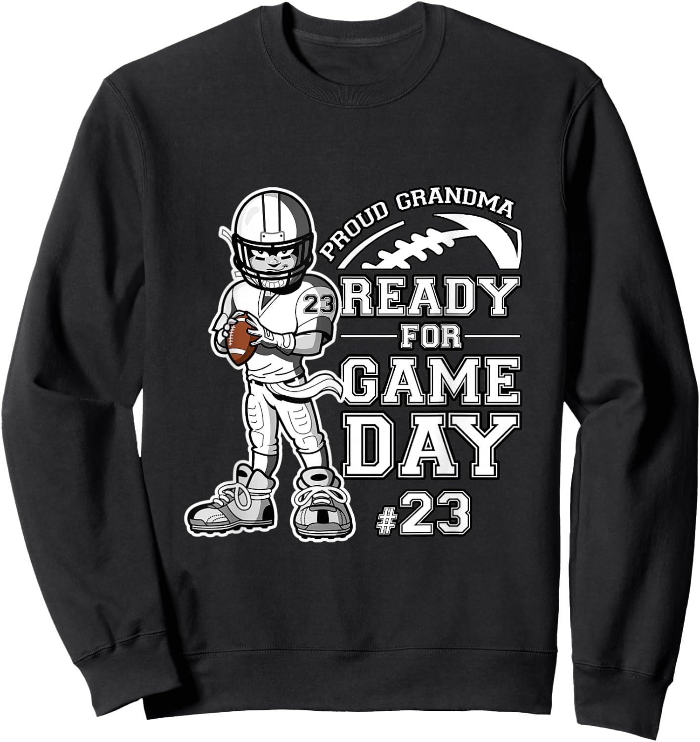 Custom Proud Football Grandma Number 23 Personalized Women Sweatshirt - Sweatshirt | Black
