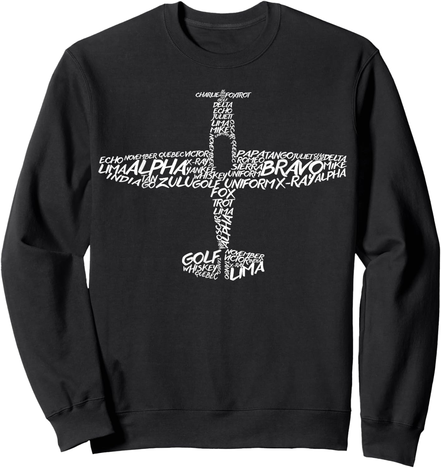 Phonetic Alphabet | Pilot Airplane Shirt Sweatshirt - Sweatshirt | Black