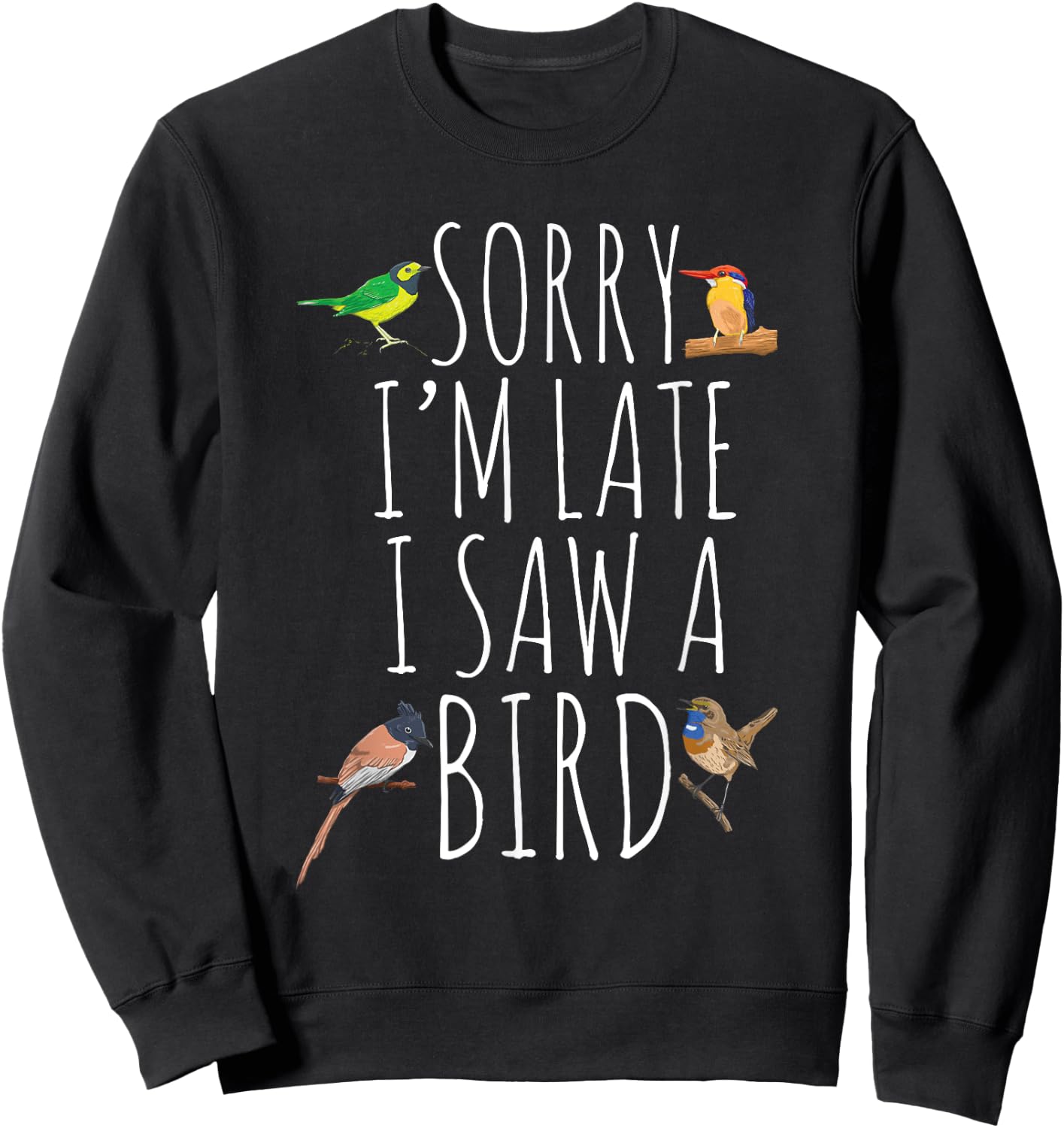 Sorry I'M Late I Saw A Bird Cute Bird Lover Birding Sweatshirt - Sweatshirt | Black