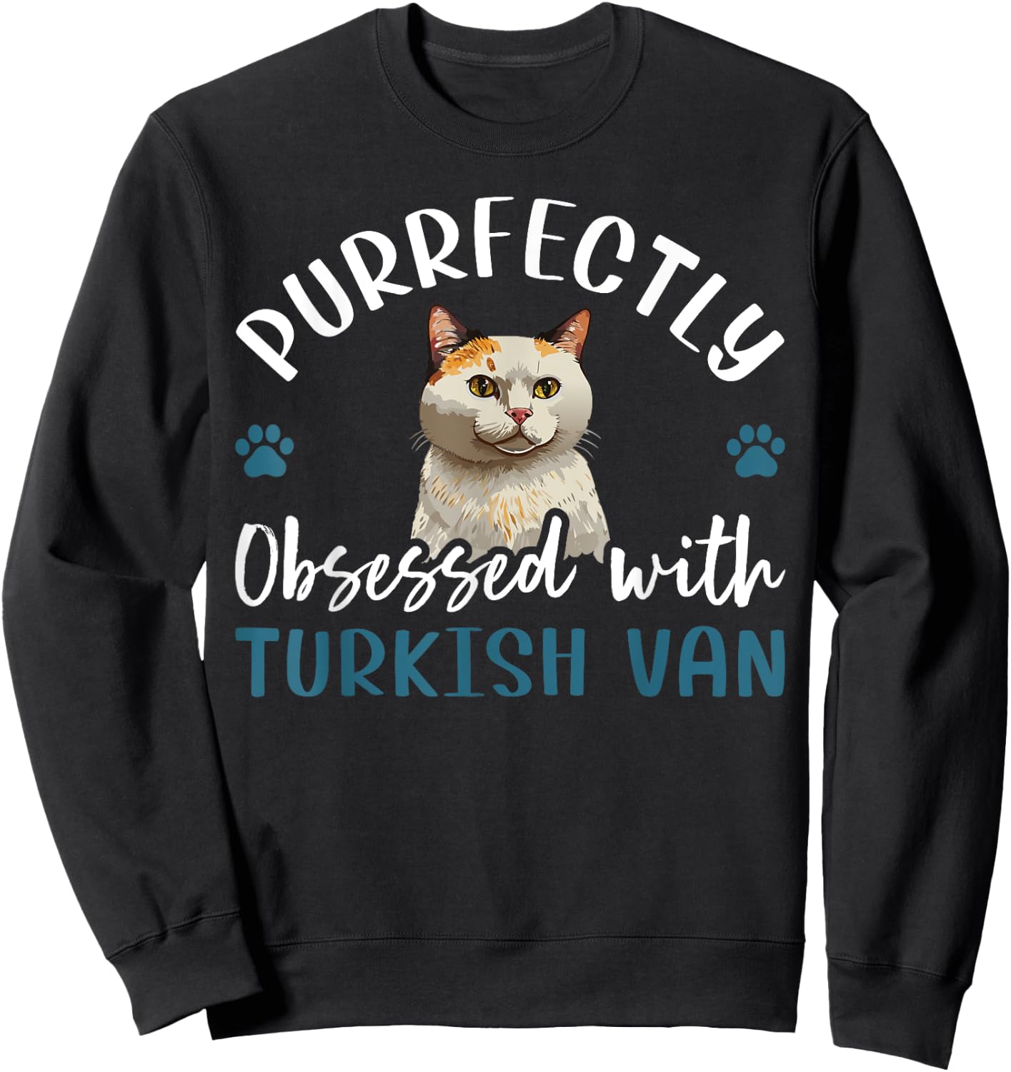 Purrfectly Obsessed With Turkish Van Cat Women Kids Sweatshirt - Sweatshirt | Black