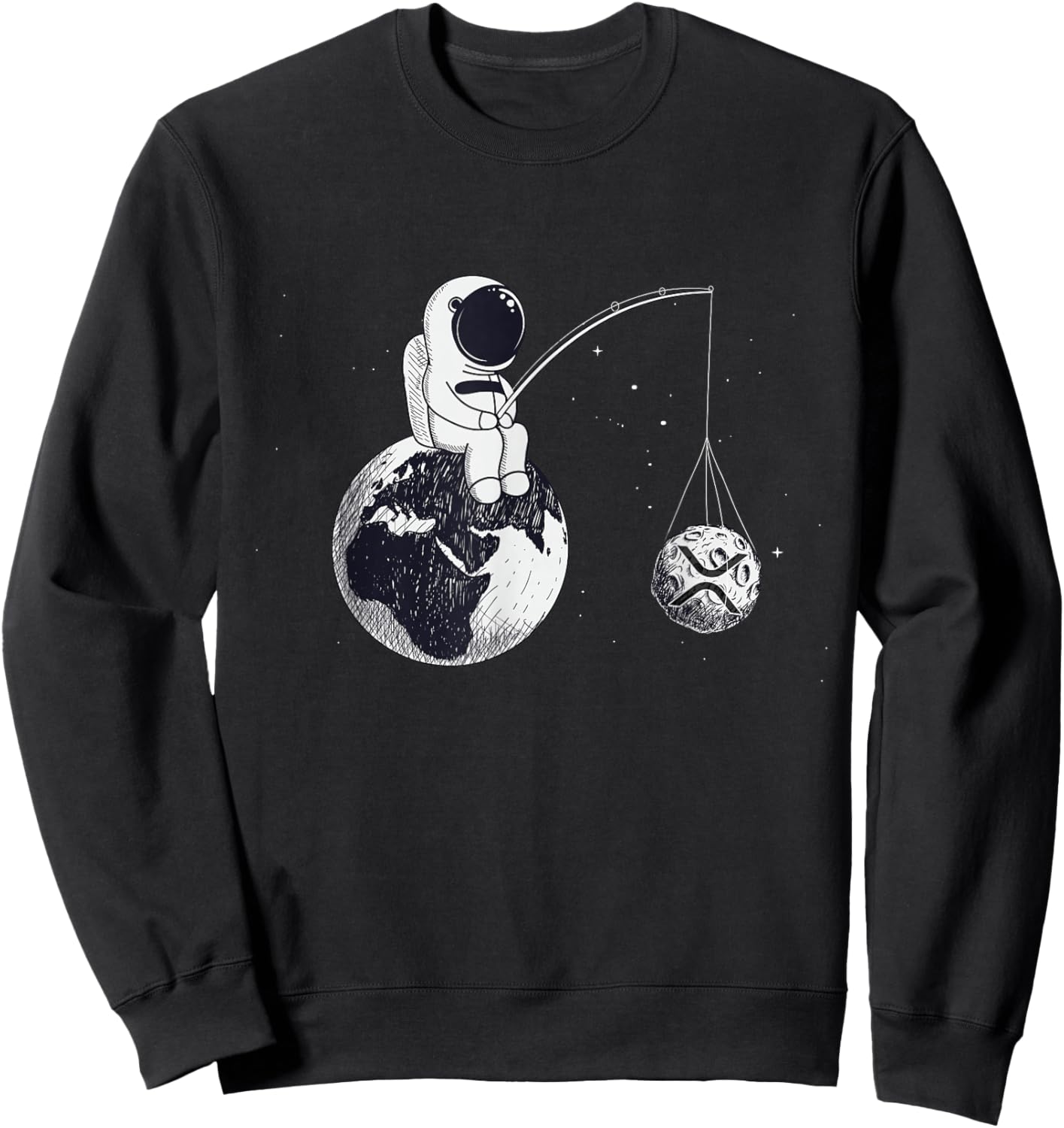 Cryptocurrency Talk - XRP To The Moon Ripple Space Man Merch Sweatshirt - Sweatshirt | Black