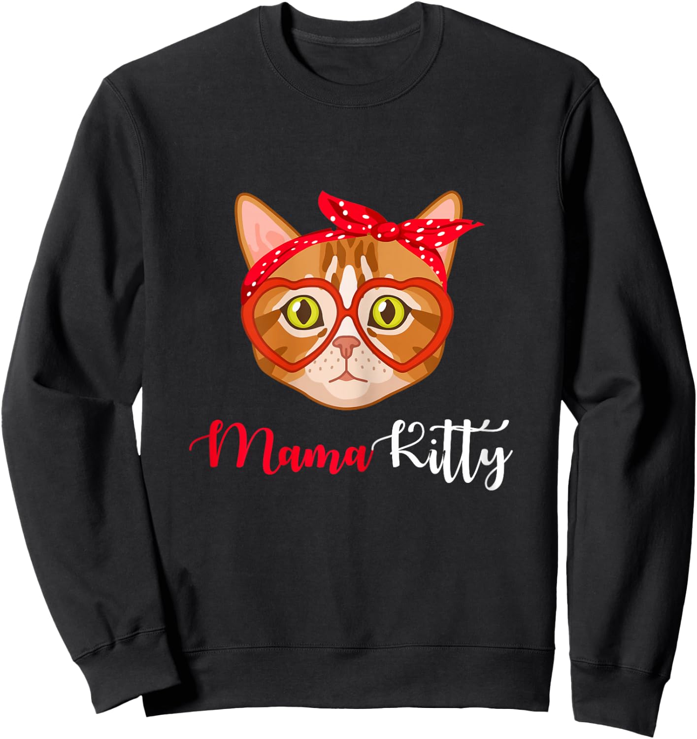 MamaKitty Cat Funny Mama Kitty Family Matching Sweatshirt - Sweatshirt | Black