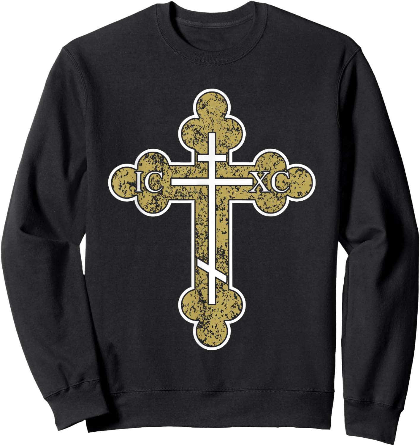 IC XC NIKA Cross Christogram Orthodox Eastern Christian Sweatshirt - Sweatshirt | Black