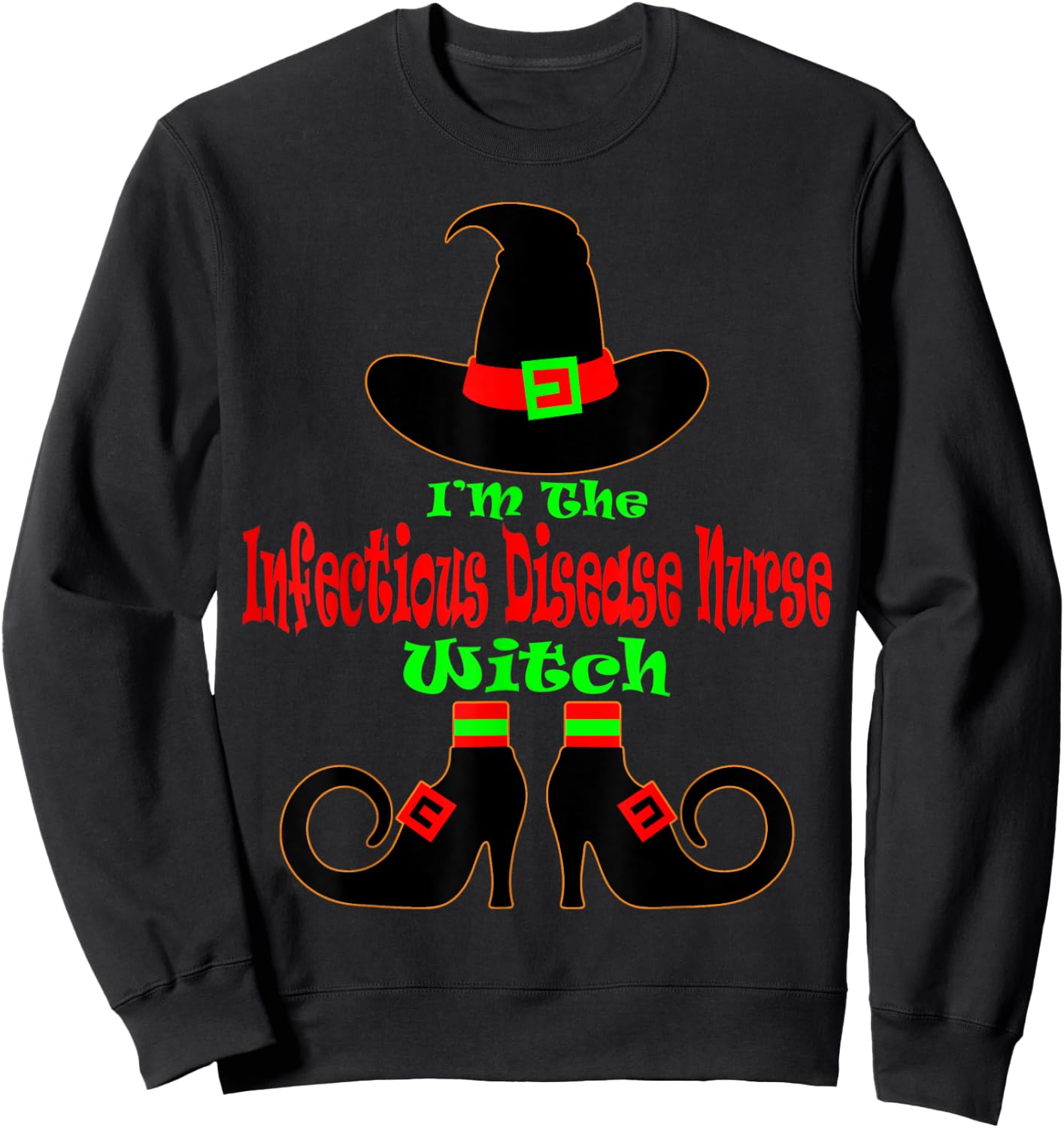 Infectious Disease Nurse Shirt Halloween Witch Hat Nursing Sweatshirt - Sweatshirt | Black