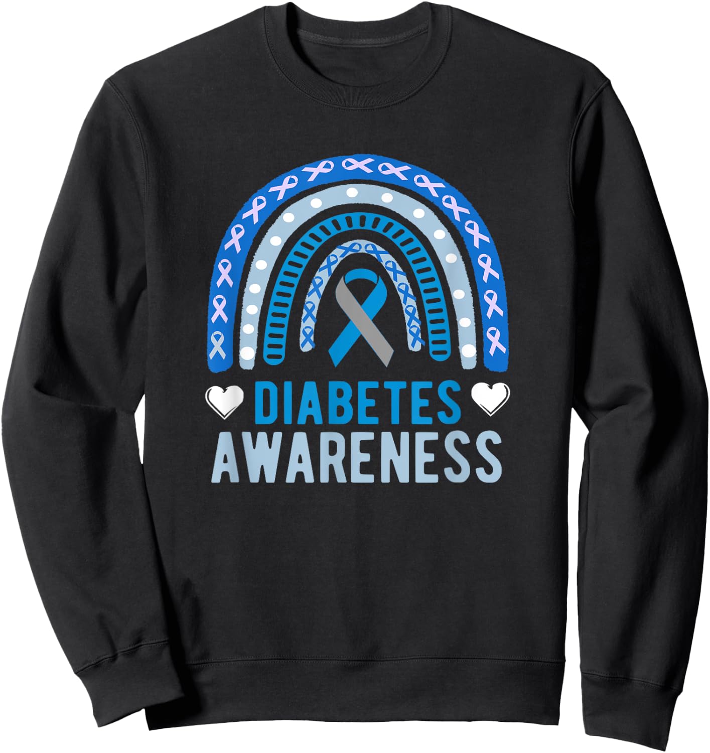 National Diabetes Awareness Month blue ribbon Rainbow Sweatshirt - Sweatshirt | Black
