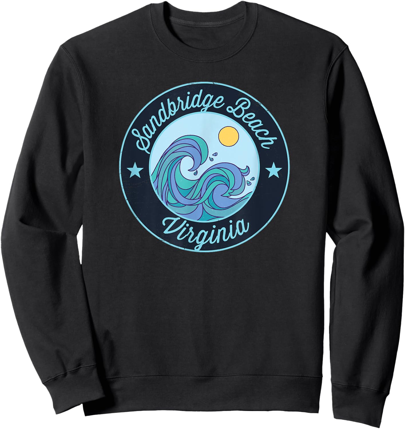 Sandbridge Beach VA Virginia Souvenir Nautical Surfer Graphi Sweatshirt - Sweatshirt | Black