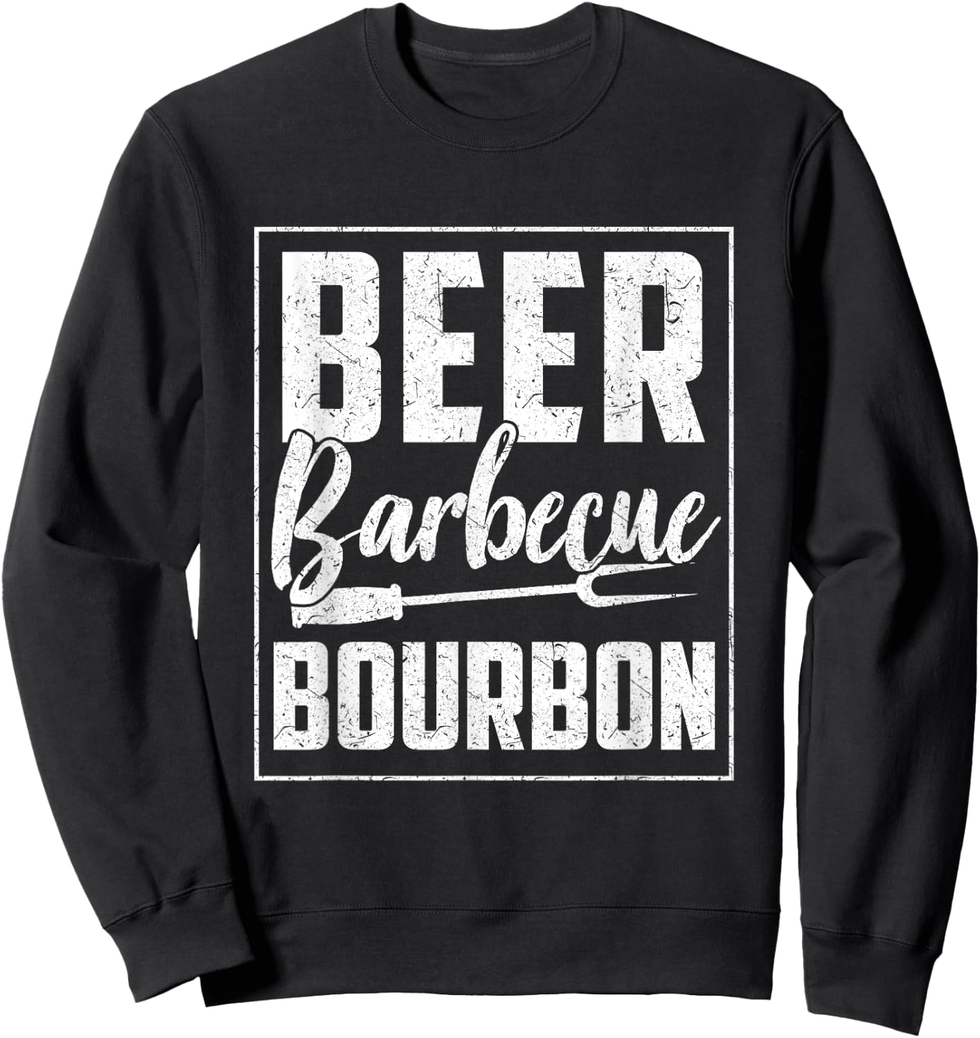 Funny Barbecue Beer Bourbon Graphic Women Men Meat Smoking Sweatshirt - Sweatshirt | Black