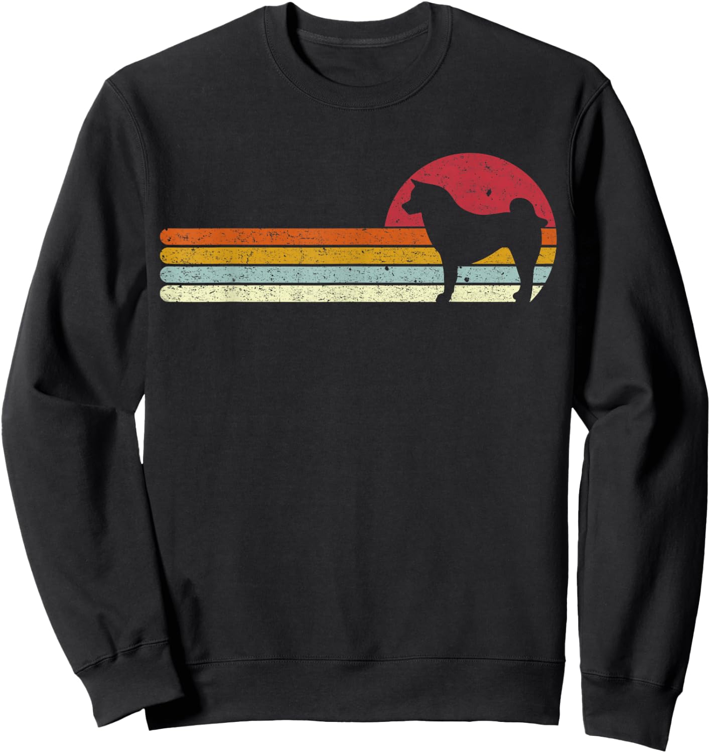 Sunset Akita Distressed Japanese Dog Owner Sweatshirt - Sweatshirt | Black