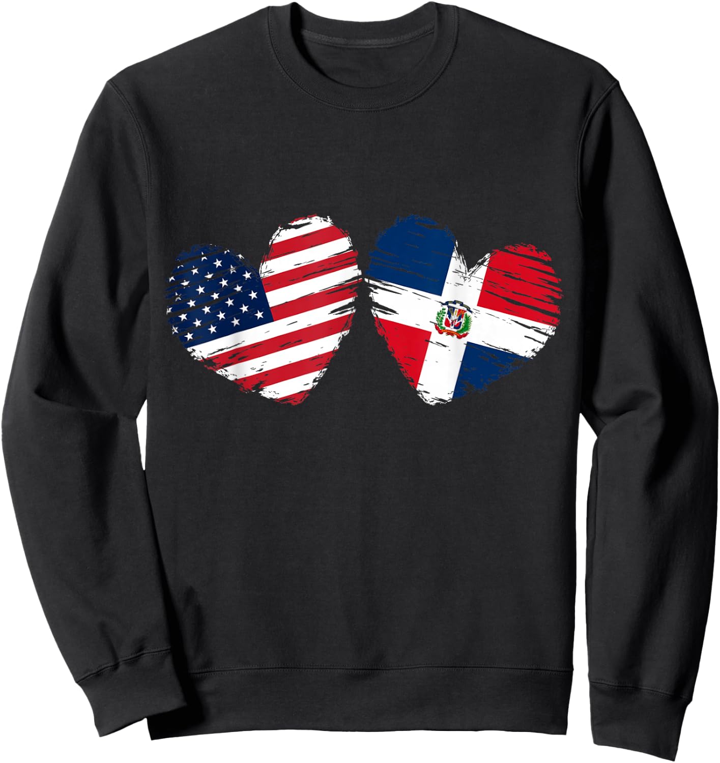 USA Dominican Republic Flag Heart Dominican American Sweatshirt - Sweatshirt | Black