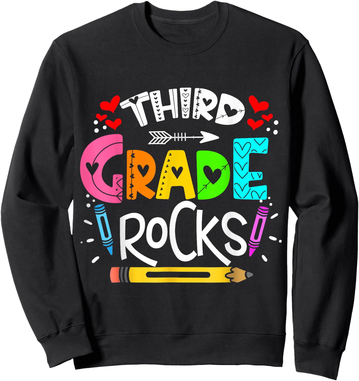 3rd Grade Rocks Rocking 3rd Grade Teacher Sweatshirt - Sweatshirt | Black