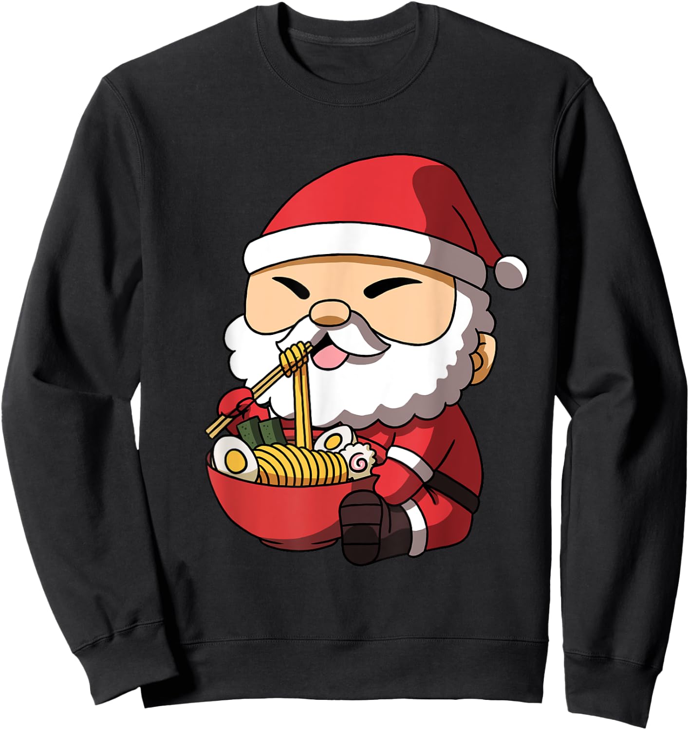 Kawaii Anime Christmas Santa Claus Japanese Ramen Sweatshirt - Sweatshirt | Black