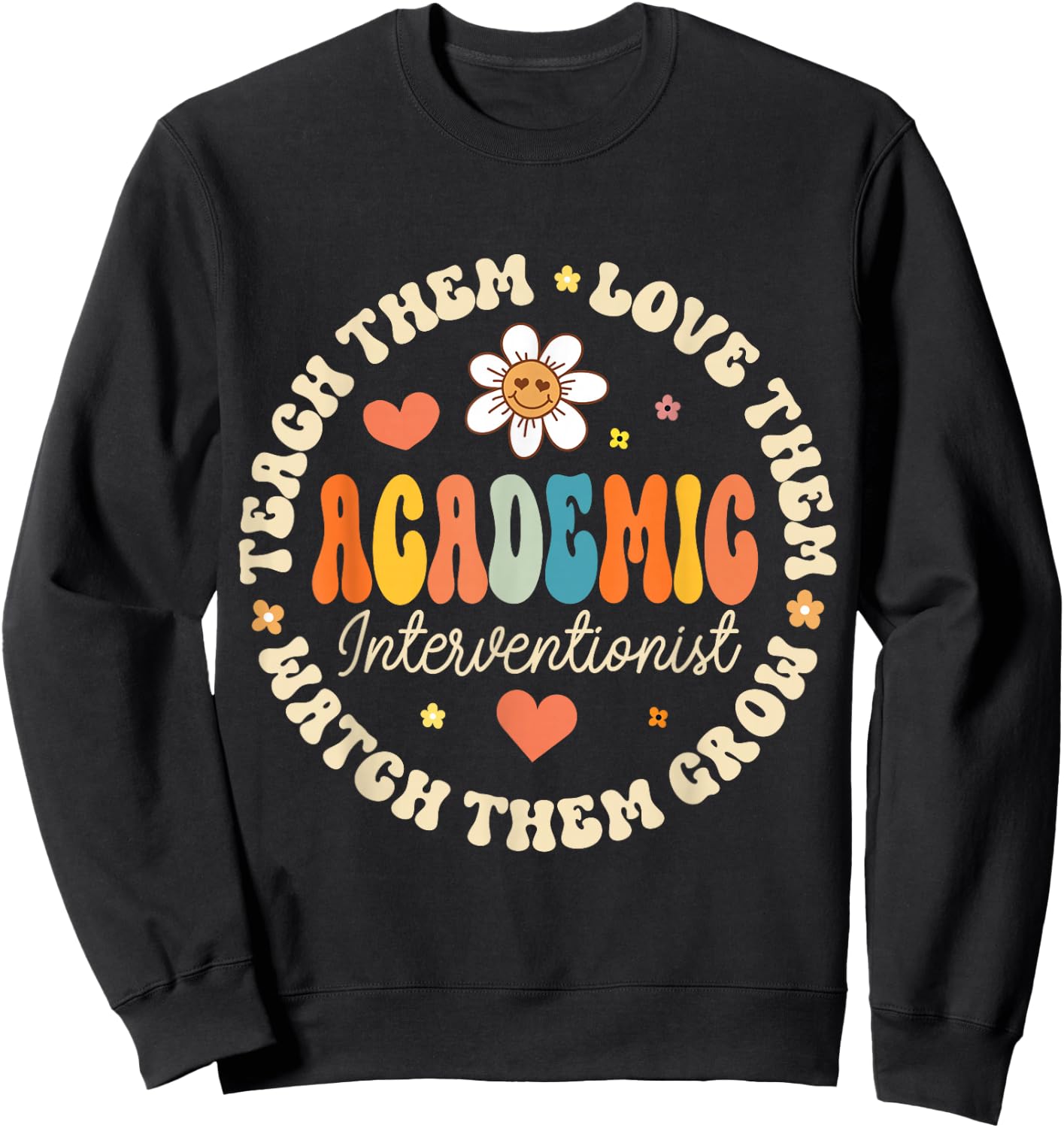Academic Interventionist Reading Math Title One Teacher Crew Sweatshirt - Sweatshirt | Black