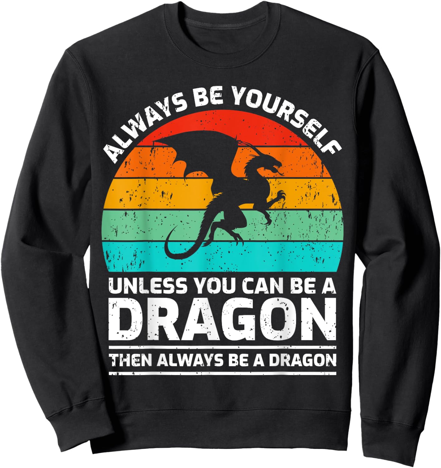 Vintage Dragon Lover Retro Cute Dragon Sweatshirt - Sweatshirt | Black