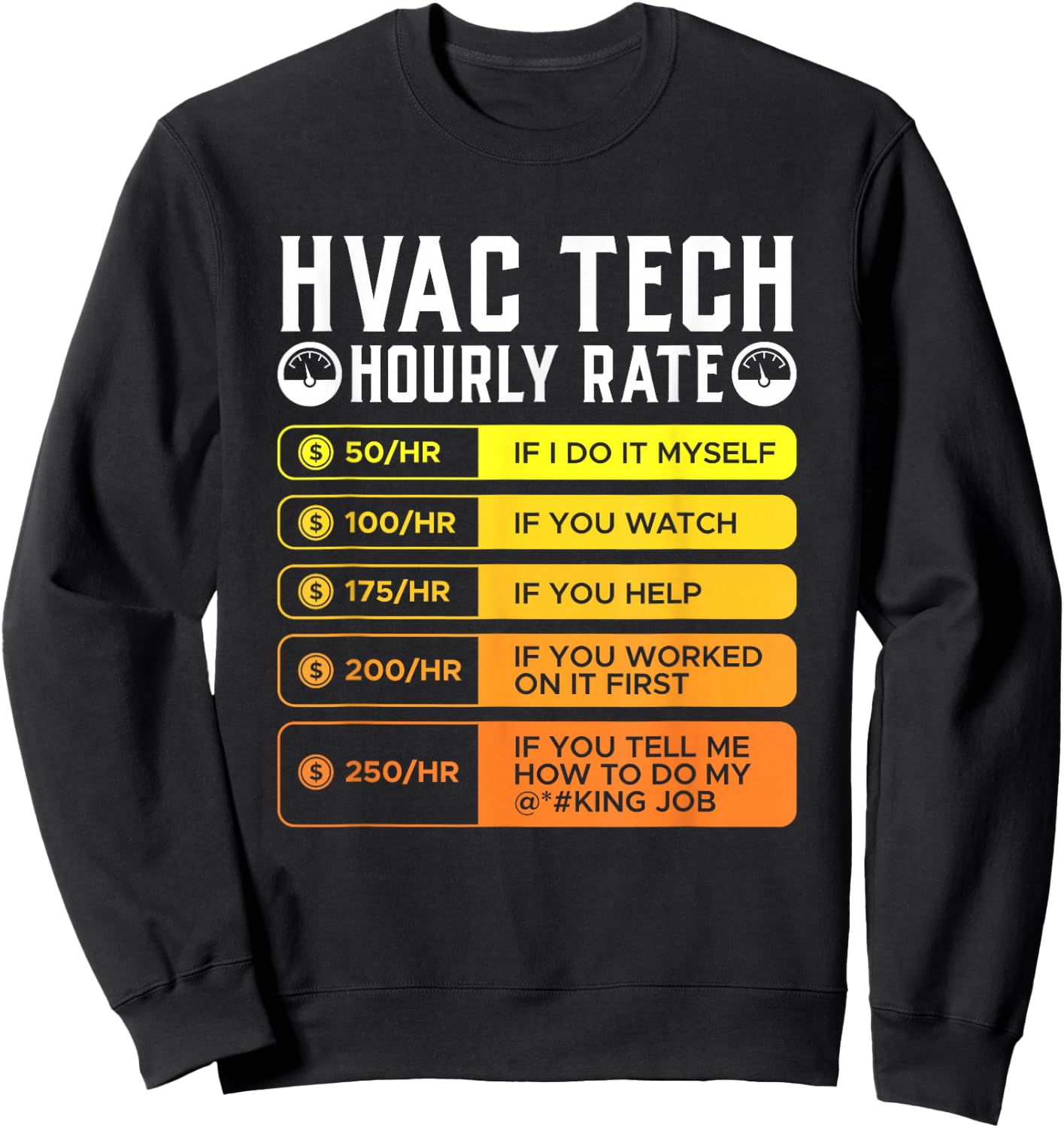Hvac Technician Hourly Rate T Shirt I Air Conditioner Wiring Sweatshirt - Sweatshirt | Black