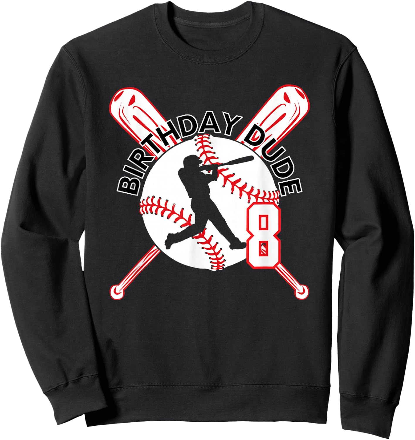 8 Year Old Baseball Guy 8th Birthday Sweatshirt - Sweatshirt | Black