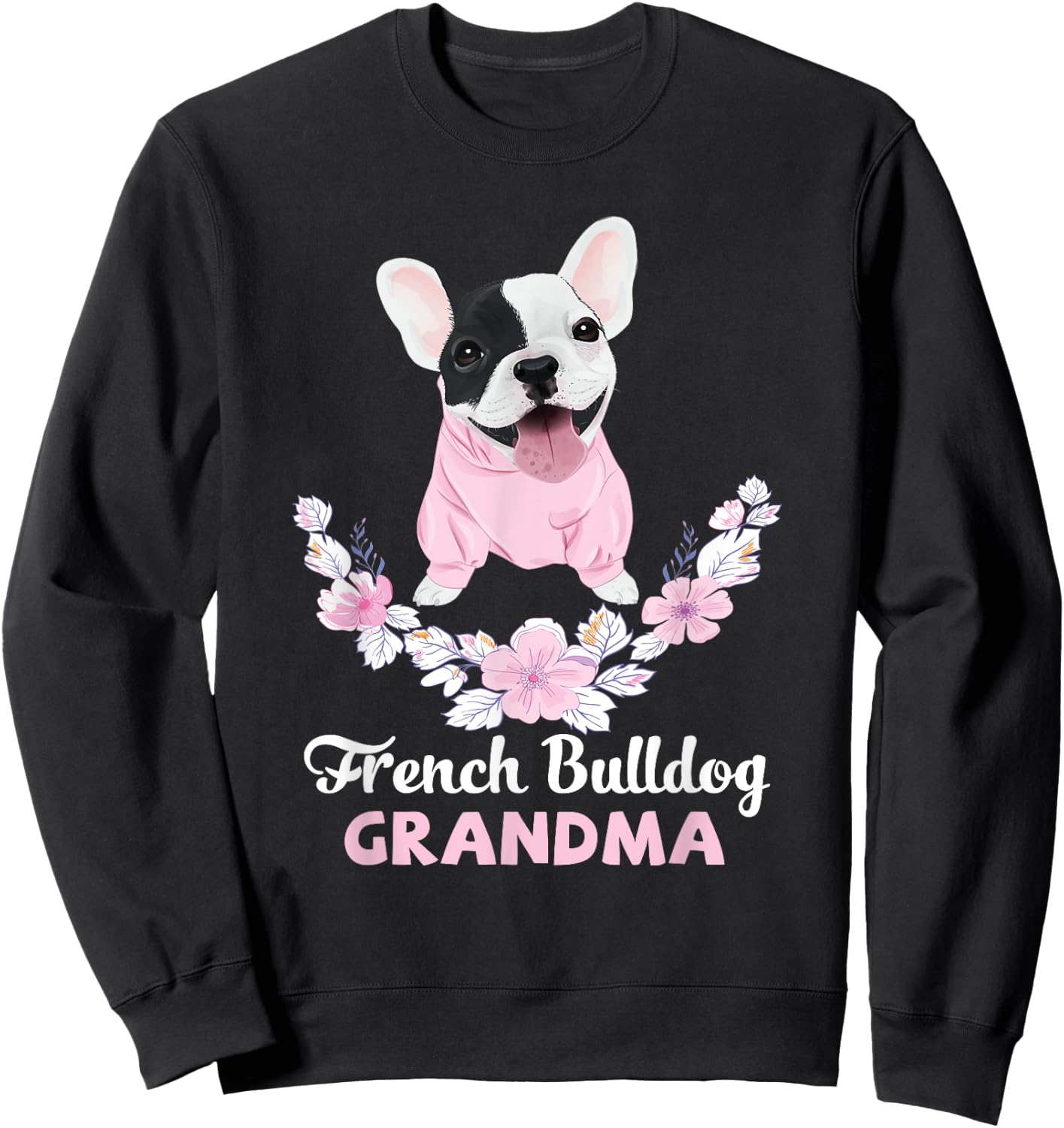French Bulldog Grandma Frenchie Grandma Women Girls Kids Sweatshirt - Sweatshirt | Black