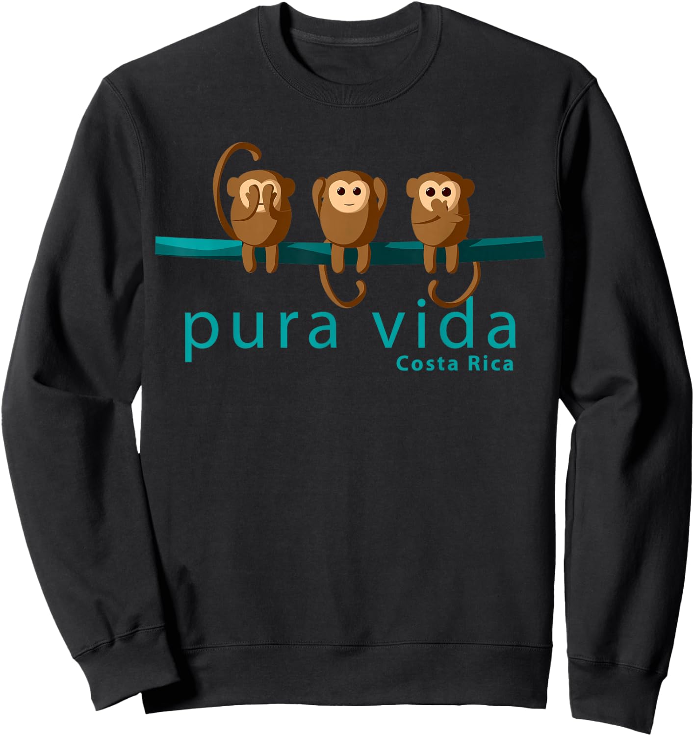 Pura Vida Monkeys Costa Rica Sweatshirt - Sweatshirt | Black