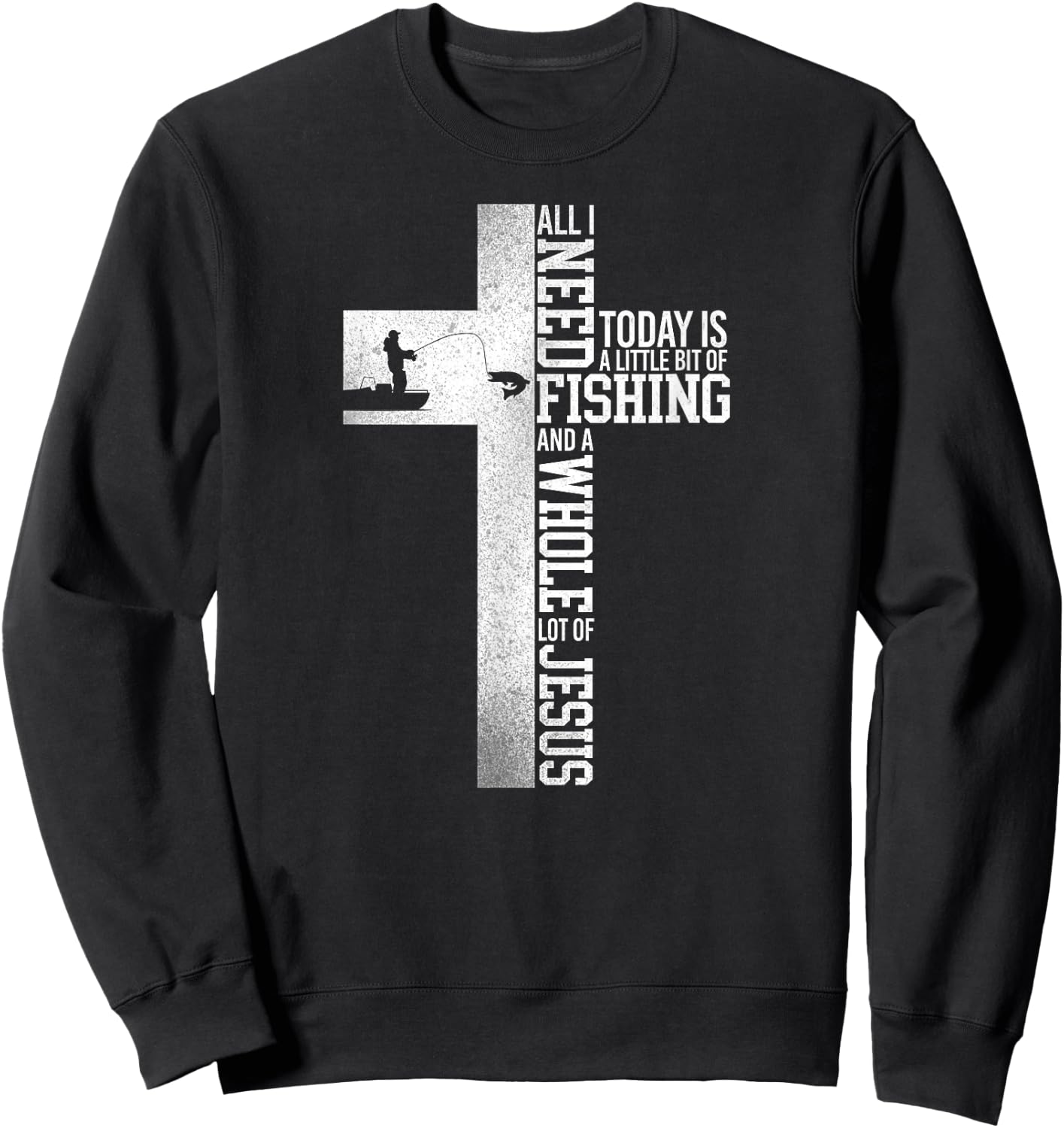 Fishing Faith Jesus Cross Sweatshirt - Sweatshirt | Black