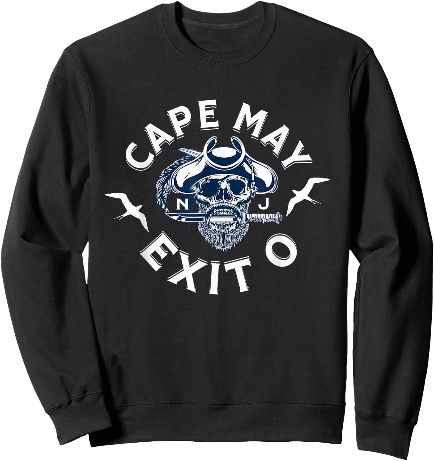 Cape May Exit 0 Pirate Face For New Jersey Beach Vacation Sweatshirt - Sweatshirt | Black