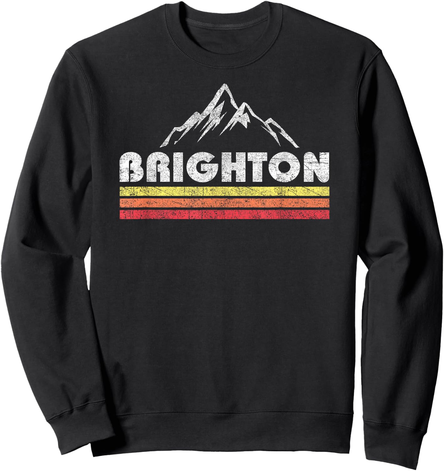 Vintage Retro Brighton Utah Mountain Faded Lines Ski Sweatshirt - Sweatshirt | Black