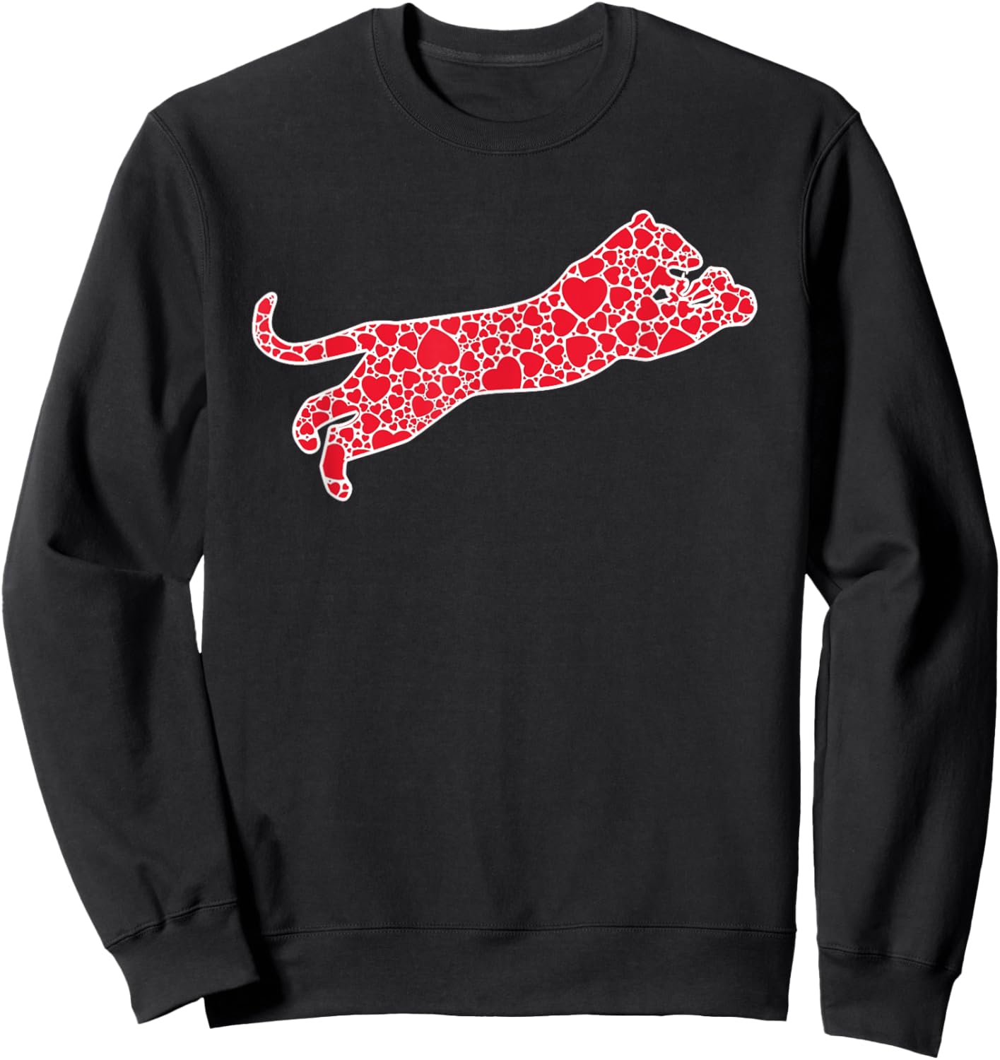 Cougar Hearts Valentine's Day Puma Animal Lover Girl Gift Sweatshirt - Sweatshirt | Black