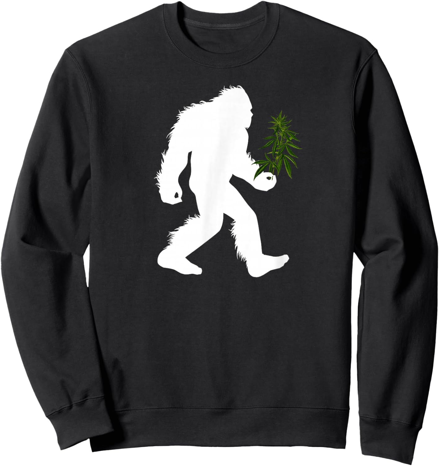Bigfoot Cannabis Plant Sasquatch Marijuana Sweatshirt - Sweatshirt | Black