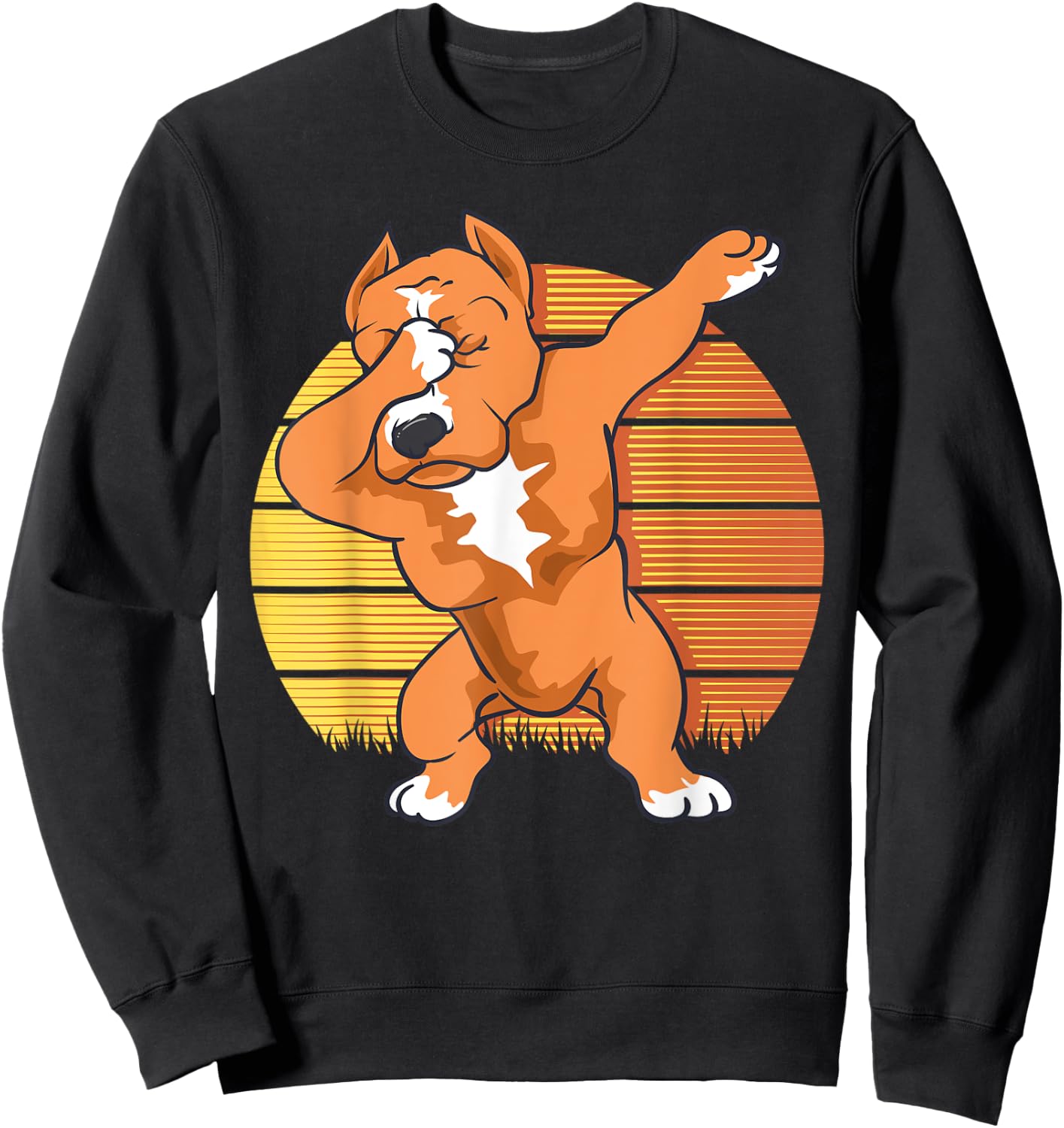 Vintage Sunset Funny Pitbull Dabbing Pitbull Fans Dog Men Women Kids Sweatshirt - Sweatshirt | Black