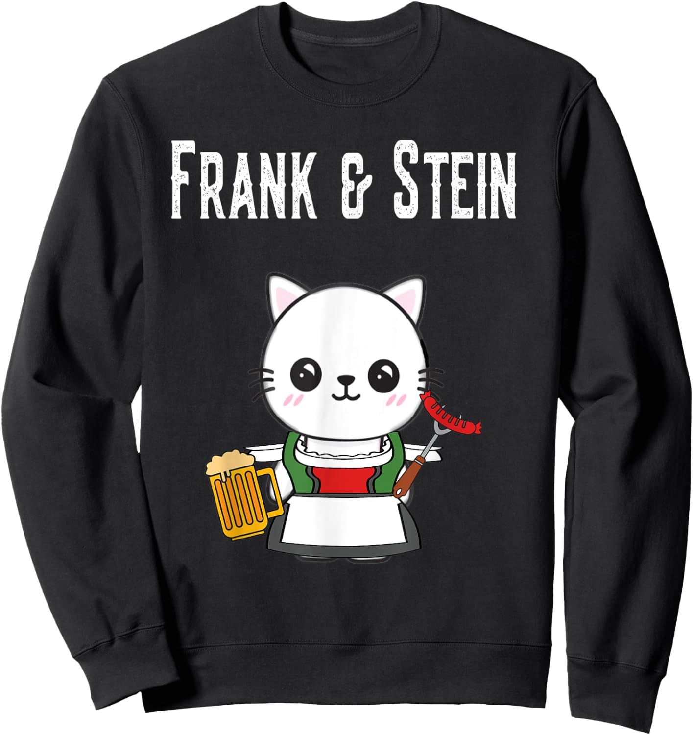 German Kawaii Cat Oktoberfest Germany Pride Stein Sweatshirt - Sweatshirt | Black
