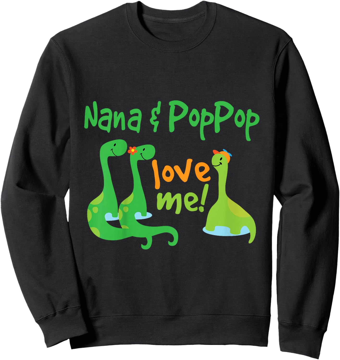 Kids Nana and PopPop Love Me Grandson Dinosaur Sweatshirt - Sweatshirt | Black