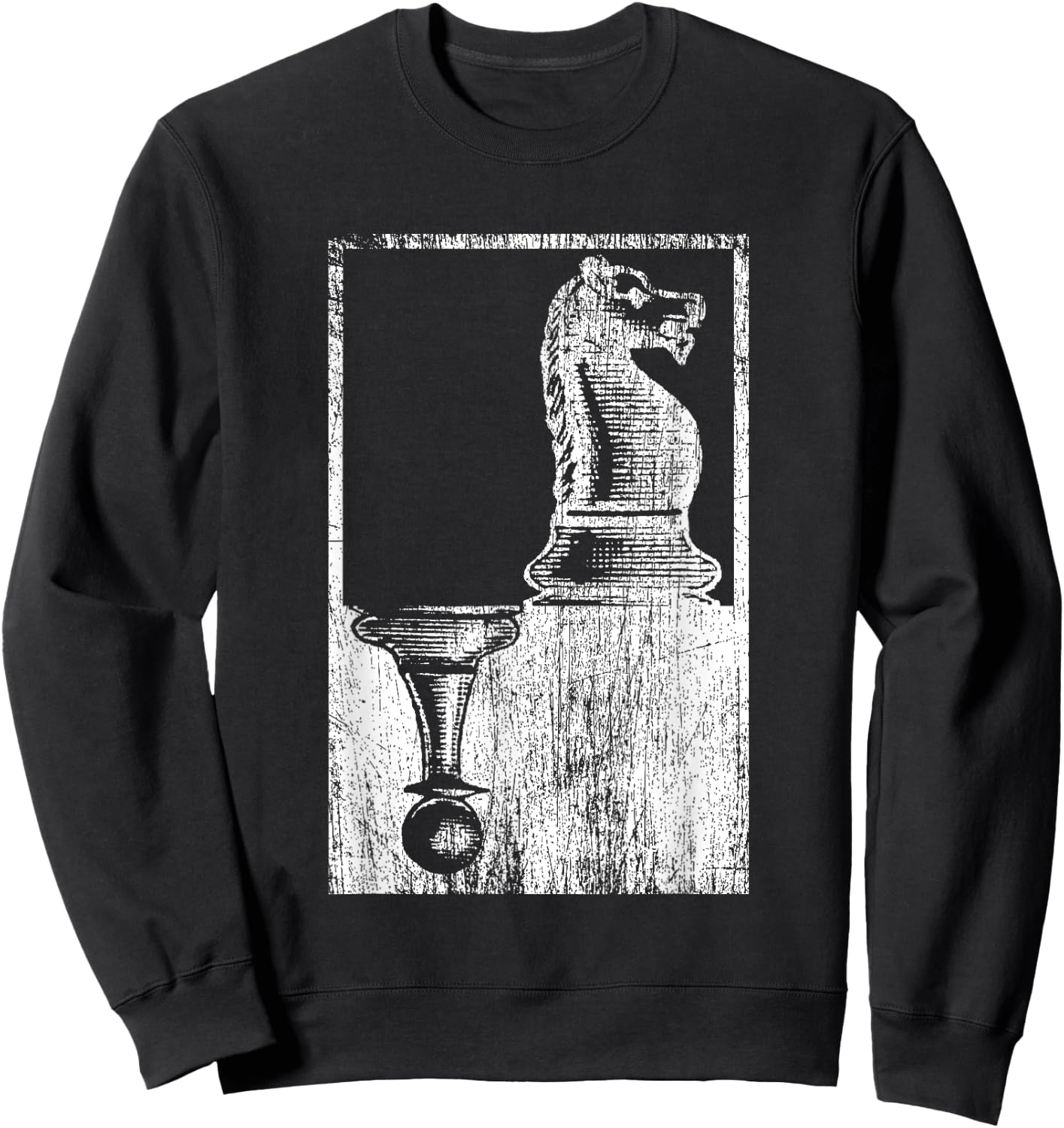 Vintage Pawn And Knight Shadow Chess Sweatshirt - Sweatshirt | Black