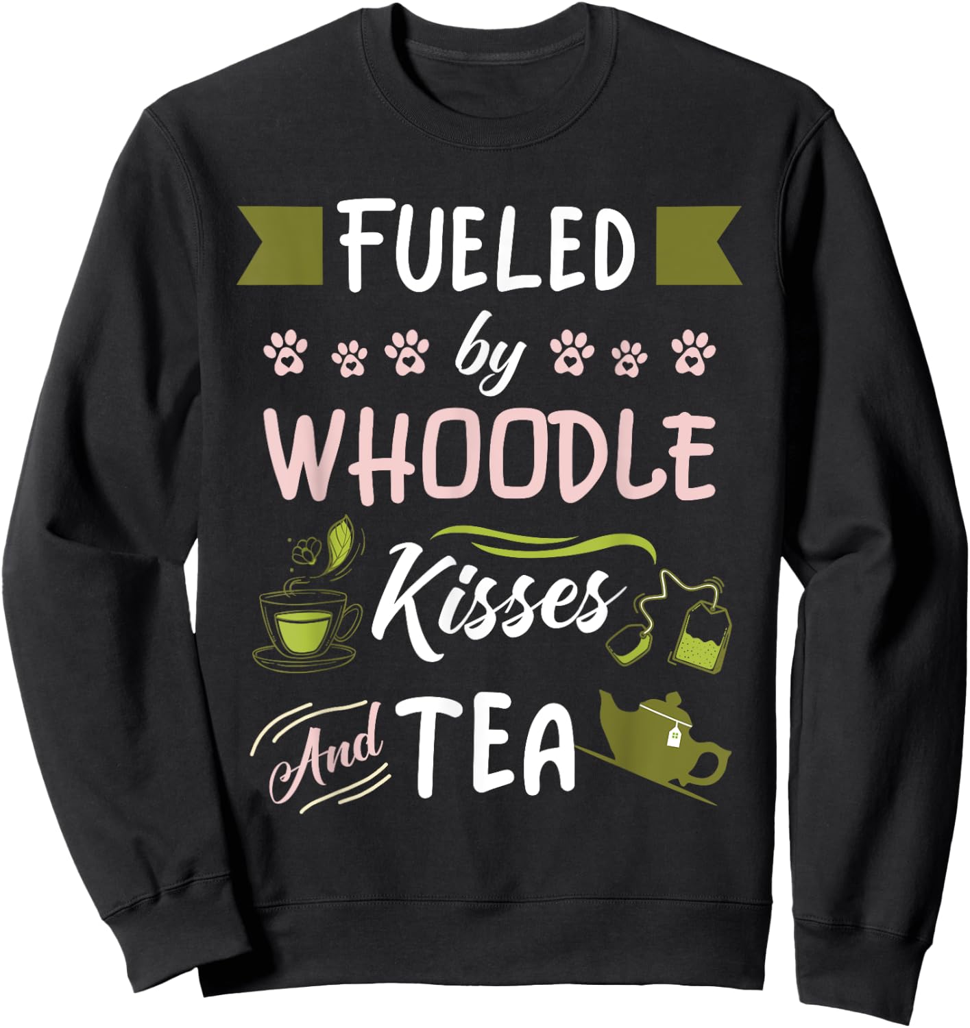 Whoodle Mom Tea Lover Dog Pet Owner Women Kids Sweatshirt - Sweatshirt | Black