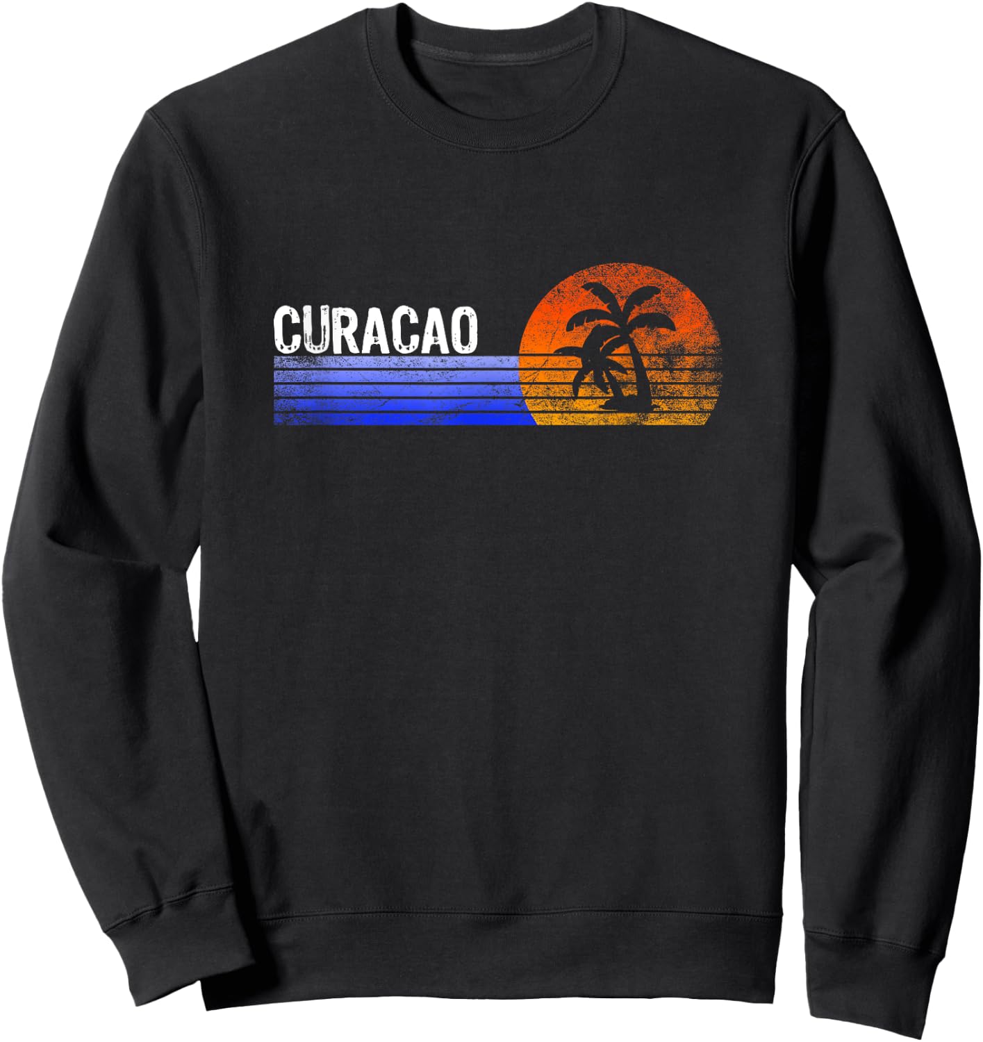 Curacao Vacation Retro Souvenir Sunset Vintage Trip Curacao Sweatshirt - Sweatshirt | Black