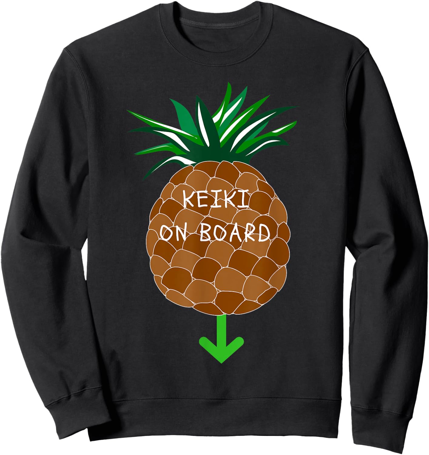 Keiki on Board Pineapple Hawaii Hawaiian Pregnancy Ohana Sweatshirt - Sweatshirt | Black