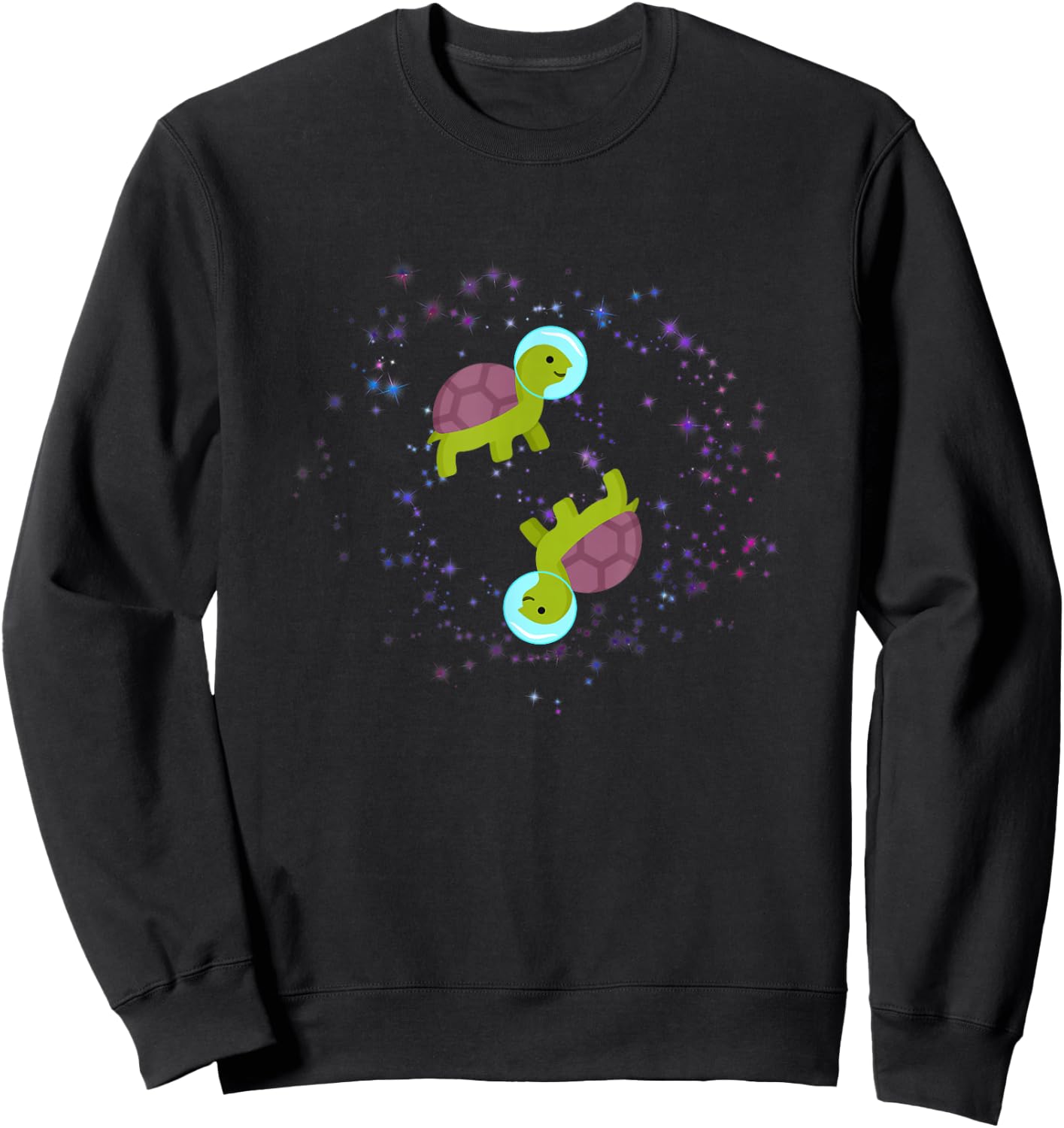 Funny Two Turtles Flying in Space Astronaut Sweatshirt - Sweatshirt | Black