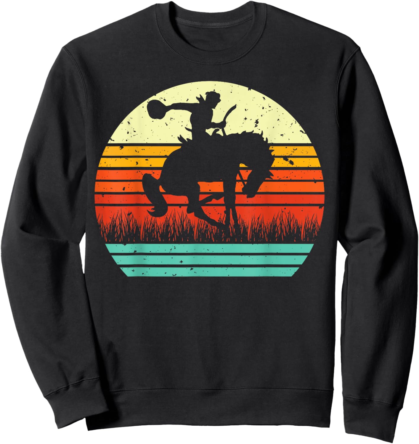 Rodeo Bucking Bronco Horse Retro Style Sweatshirt - Sweatshirt | Black