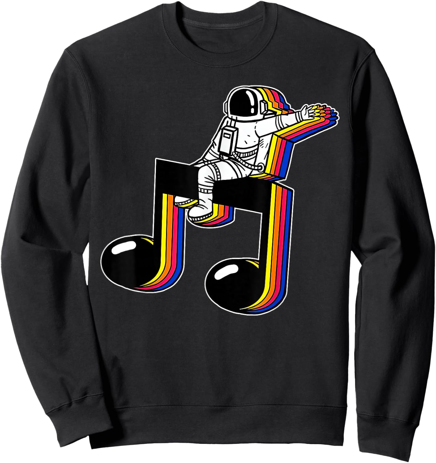 Vintage Astronaut On Music Note Space Teacher Music Lover Sweatshirt - Sweatshirt | Black